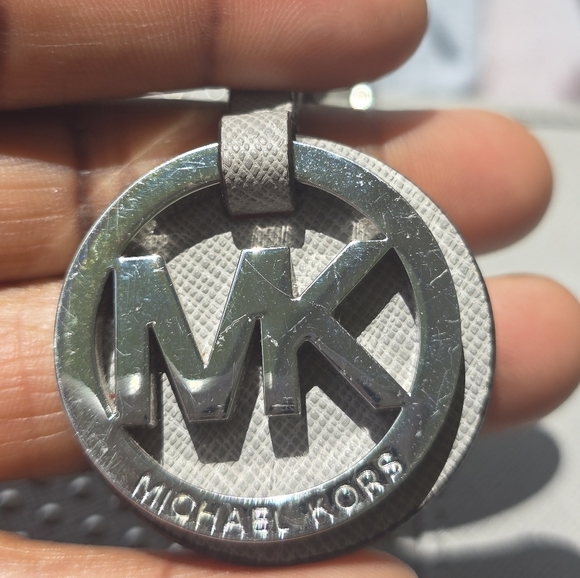 $298 Michael Kors Signature Tote Handbag Jetset Studded Women Leather Gray Rare - Picture 11 of 16